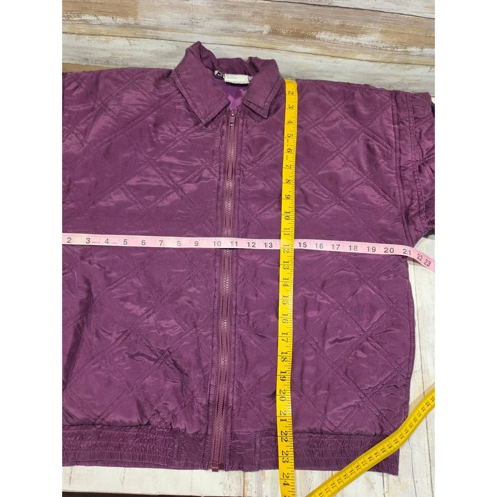 Silk Exchange Purple Quilted Silk Tracksuit Set Jacket Small Pants Medium